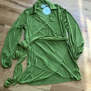 Princess  Polly.  party time mini Green Wrap Dress